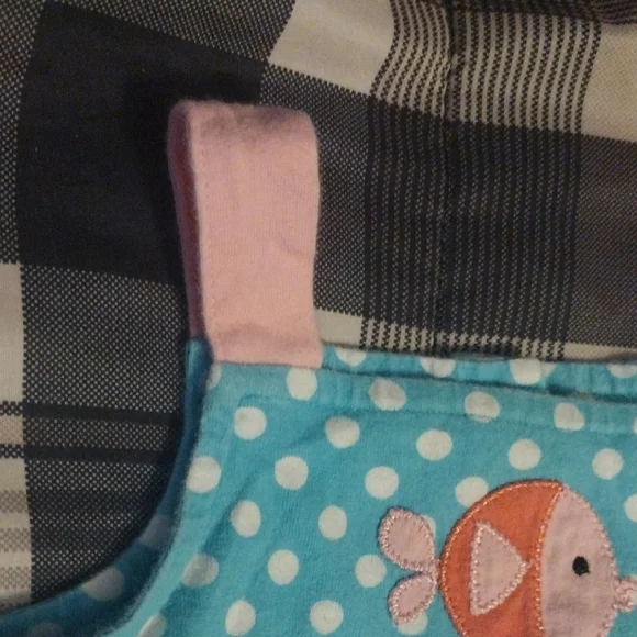 Polka Dot Fish Appliqué Dress - Turquoise & Pink - Picture 4 of 7